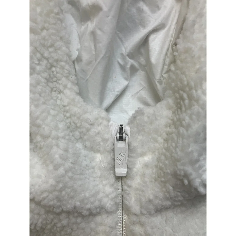 Nike Windbreaker Jacket Girls XL White Aqua Tie‎ Dye Sherpa Fleece Hooded Zip Up